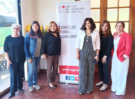 Izq. a der. Adriana Plaza; Jessica Garrido; Marcela Rivera, asistente Zonal; Jennifer Gómez, vicepresidenta Zonal Coquimbo; Carolina Acuña y Rosa María Taiba O.